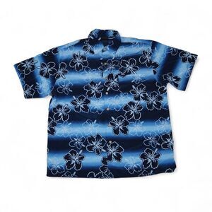 Extreme Gear VTG Y2K Tropical Hawaiian Floral Shirt Men's L Short Sleeve Button‎